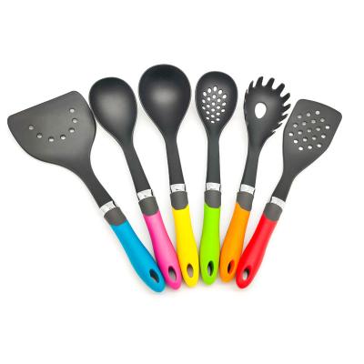 China Wholesale Price Viable Silicone Factory Nylon Kitchen Utensil Set With Rotating Storage Rack for sale