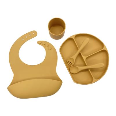 China 2021 Customs BPA Logo 100% Bpa Free Dish Silicone Waterproof Baby Bib And Bowls With Dish Set for sale