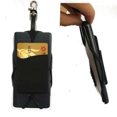 China Fashion Adjustable Cell Phone Business Card Holder Silicone Collar Lanyard for sale