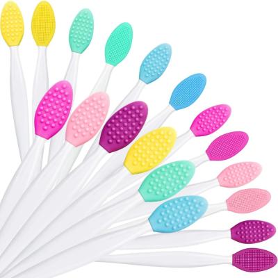 China 2021 Hot Selling Skin Friendly Amazon Lip Scrubber Brush Soft Silicone Exfoliating Double Sided Lip Exfoliator Face Cleansing for sale