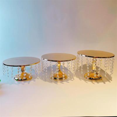 China Round Dish Viable Crystal Decorating Tools Cake Stand Luxury Gold Cake Display Stand for sale