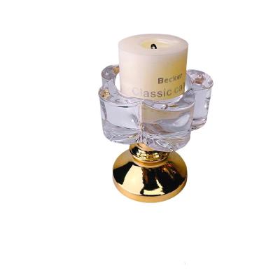 China Cafes Home Office Hotel Hotel Gold Metal Luxurious High Quality Plating Votive Candle Jars Clear Glass Candlestick for sale