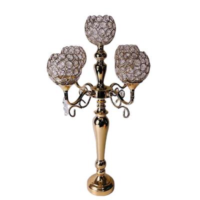 China Wholesale Home Hotel Cafes Office Factory Customized Wedding Gold Candelabra Candle Holders Luxury Tall Centerpiece for sale