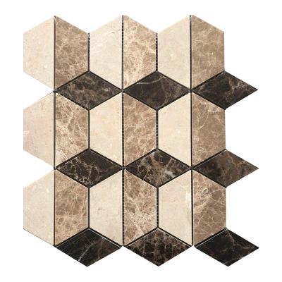 China CLASSIC Design 3d Mosaic Regular Half Hexagon Shaped Marble Mosaic Flooring Tiles for sale