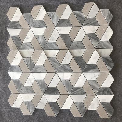 China Modern Bianco Carrara, Bardiglio Colored Carrara Marble Hexagon Mosaic Tile For Wall Flooring for sale