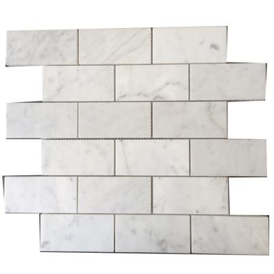 China Modern Carrara Brick 2*4 Subway White Marble Mosaic For Wall And Floor Decor for sale