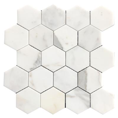 China Marble CLASSIC 75x75mm Calacatta Gold Hexagon Mosaic Tiles for sale