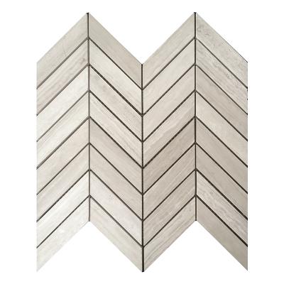 China CLASSIC Chevron Marble Mosaic, Wooden White Marble Mosaic Tile, Marble Mosaic for sale