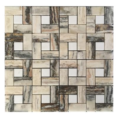 China Modern wholesale new design thassos white wall decor mosaic, onyx travertine stone mosaic for sale