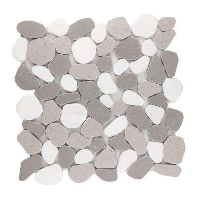 China CLASSIC Popular Cinderella + Dolomite Pebble-Look White Marble Mosaic Flooring for sale