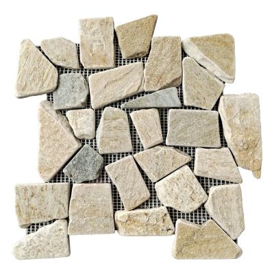 China Modern Natural Mix Quartzite Flat Random Pebble Stone Mosaic for sale