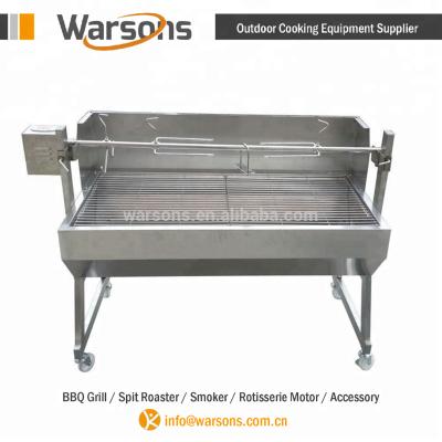 China Height 1.5m Adjustable Stainless Steel Spartan Spit Rotisserie With Windscreen for sale