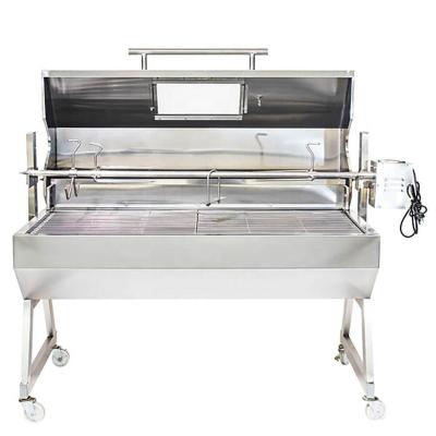 China Spartan Spit Roaster 1500 Food Grade 304 Stainless Steel Hooded Spit Rotisserie Height Adjustable for sale