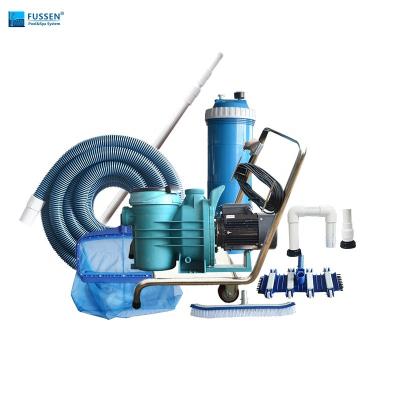 China swim pool full set cleaner piscina accessories swim pool equipment with pool pump filter vacuum brush sheet net hose for sale