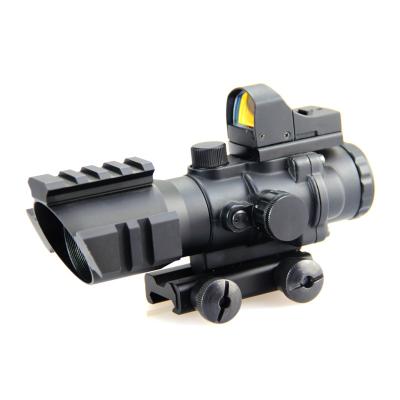 China Aluminum Tactical 4x32 Rifle Scope Red&Green&Blue Illumination With Triple Rail With Mini Red Dot Sight for sale