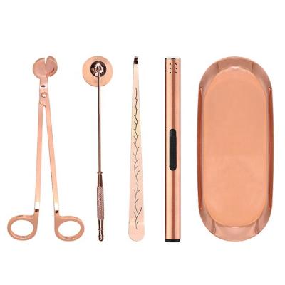 China For Cutting Filament Rose Gold Matte Black Silver Tools Candle Care Dipper Snuffer Wick Trimmers Kit Wholesale Set for sale