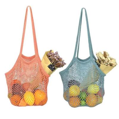 China Have Inside Reusable Cotton Mesh Grocery Bags, Portable Handle Net Tote With Grips For Grocery Pocket Shopping for sale