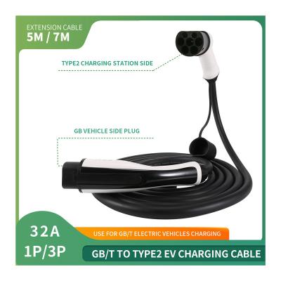 China Electric Vehicle Charging EV Connector Charging Cable Type - 2 To GBT Cable 5Meters For GBT Electric Car 32A 22kw Three Phase for sale