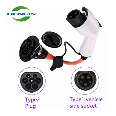 China Thermoplastic Portable Type - 2 to Type 1 Adapter with EV Fast Charging Electric Car Charger Connector Type2 to J1772 0.5M for sale