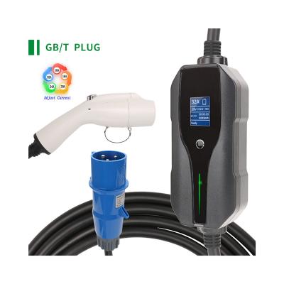 China Electric Car Station Level 2 Ev Fast Car Charging GBT 32A 240V Home Use Ev Charger Adapter Portable Level 2 Ev Car Fast Charger GBT for sale