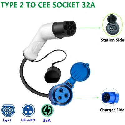 China Product Charger Type EVSE - Plug 2 to CEE Schuko Socket Adapter with EV to Electric Car Charger Connector Type - Plug 2 to CEE Schuko Socket for sale