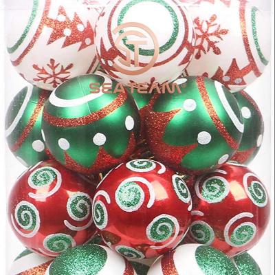 China Eco-friendly Christmas Theme Color Contrast Paint & Glitter Christmas Tree Pendants Decorative Hanging Baubles. for sale