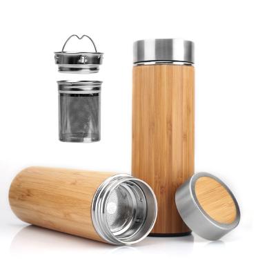 China Sustainable Eco Friendly Stainless Steel Insulated Custom Bamboo Water Bottle for sale