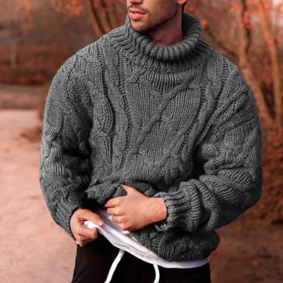 China Custom Long Sleeve Men's Solid Color Tortoise Neck Anti-wrinkle OEM Fashion Sweater Warm Winter Loose Knit Sweater For Men for sale