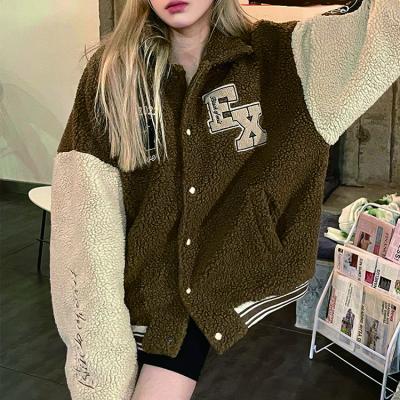 China Latest Sale Women's Large Size Baseball Lamb Fleece Cold-proof Warm Coat Breathable 2022 Winter Jacket Women for sale