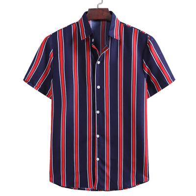 China Wholesale Anti-pilling Stripe TS69 Hawaiian Design Mens Big Short Sleeve Casual Shirts for sale