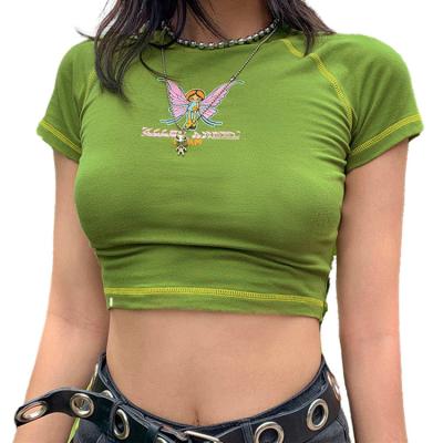 China Hot Sale New Fashion Anti-Wrinkle Fashion Butterfly Print Cotton T-shirt Ladies Sleeveless Round Neck Women's Sexy Gym Crop Tops Hot Cute Custom Made Blouses Women for sale