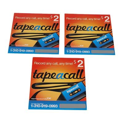 China Top Up Prepaid Calling Code Scratch RPC Card Customize Printing High Quality Phones Calling Scratch Card Prepaid Card for sale