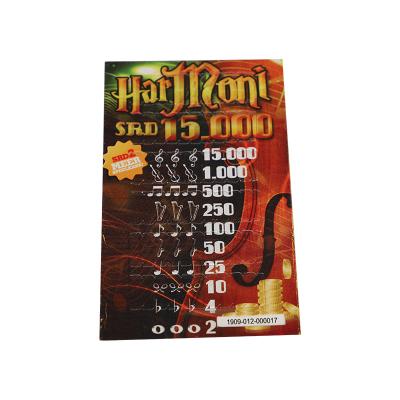 China Professional Custom Verification Code Hot Sale Lower Price Custom Scratch Off Lottery Ticket Pull Tabs Game Lottery Tickets for sale