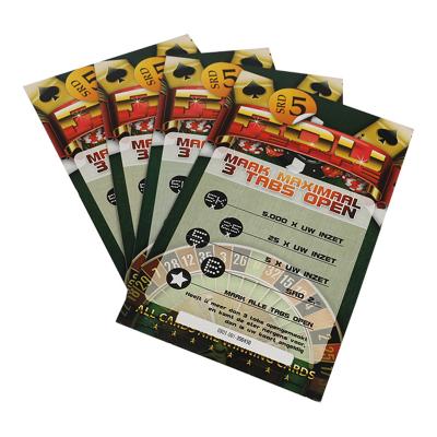 China High Quality Custom Colored Pull Tab Lottery Tickets Printing Verification Code for sale