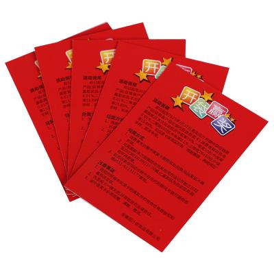 China Verification Code OEM Factory Custom Lottery Ticket With Pull Tab Printing for sale