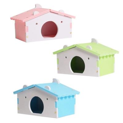 China 2022 New Design Windproof Wooden Pet House For Hamster With Multicolor Wooden House for sale