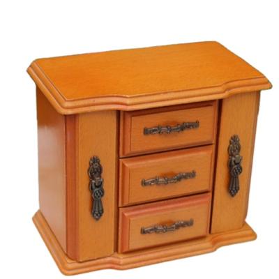 China Small Sustainable Wooden Storage Boxes Portable Coin Jewelry Box With Door Drawer for sale