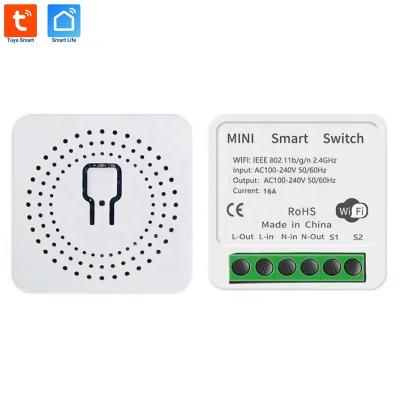 China PC+ABS 16A Supports 2 Way Control Mini Smart Home Automation Tuya Smart Wifi On-off Switch Smart DIY Switch With Power Monitor for sale