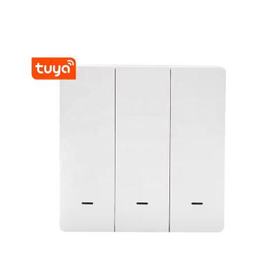 China Anti surge 86Type EU Mechanical Intelligent Key Wall Switch Tuya Voice Control Electrical Pressing Button 3 Gang Smart WiFi Light Switch for sale