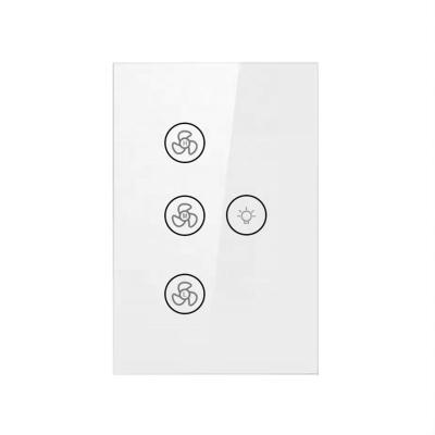 China Tempered Glass+PC Tuya WiFi Ceiling Fan Light Smart Switch Touch Interruptor Smart Home App Control Voice Work With Alexa Various Speed Regulation for sale