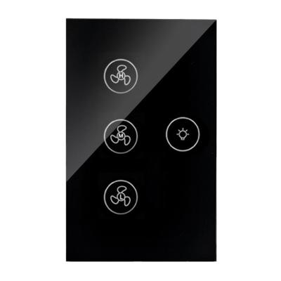 China Tempered Glass+PC Wall Fan Remote Switch Smart Tempered Glass Panel 10A tuya Wifi Light Fan Regulator Touch Switch for sale