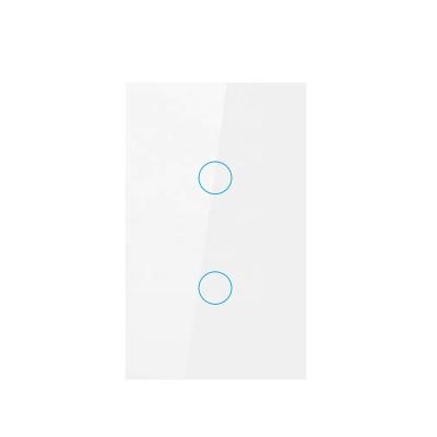 China 2Gang Tuya App Home Automation Wifi RF Smart Switch US Standard Touch Button Glass Panel 2 Gang Wifi Smart Touch Light Switches for sale