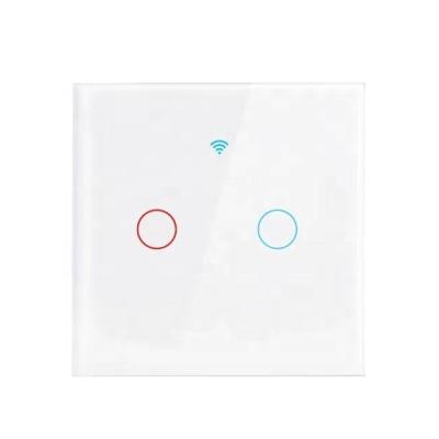 China 2Gang Tuya Smart WIfi Switch Glass Panel Control 1/2/3/4 Gang Wifi Smart Wall Touch Switch EU/UK Standard Smart Home Light Switch for sale