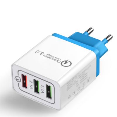 China Mobile Phone Dropshipping Quick Charge 3.0 Wall Charger 3 USB Power Adapter for sale