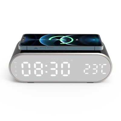 China Wireless Charger 3 in One Belen Dropshipping Digital Alarm Clock 15W Fast Wireless Charger with Temperature for sale