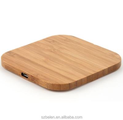 China Smartphones Support QI Radio Phone Charging Station Wood Bamboo Wireless Charger Portable Qi Charger For Cell Phones for sale