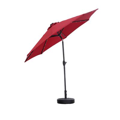 China 9ft Modern Steel Patio Umbrella with Crank and Tilt with Decorative LED Solar Light Outdoor Umbrella Shade for sale