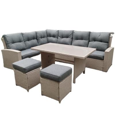 China Outdoor Weather Furniture Modern Outdoor Furniture Sofa Set 9 Seat Rattan Dining Furniture Garden Sofa Set Luxury Classic European Style for sale