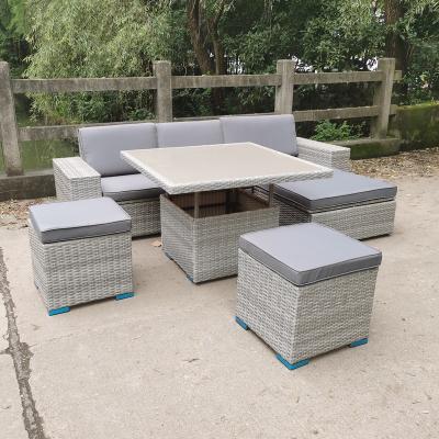 China Outdoor Garden Sofa Set Rattan Furniture Hot Sale Modern Height Adjustable Outdoor Furniture Patio Dining Sofa Set Modern European for sale