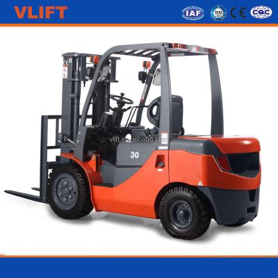 China 3 Ton Hydraulic Diesel Forklift Lifting Height 4m With Freestanding Full Mast 3000kg for sale